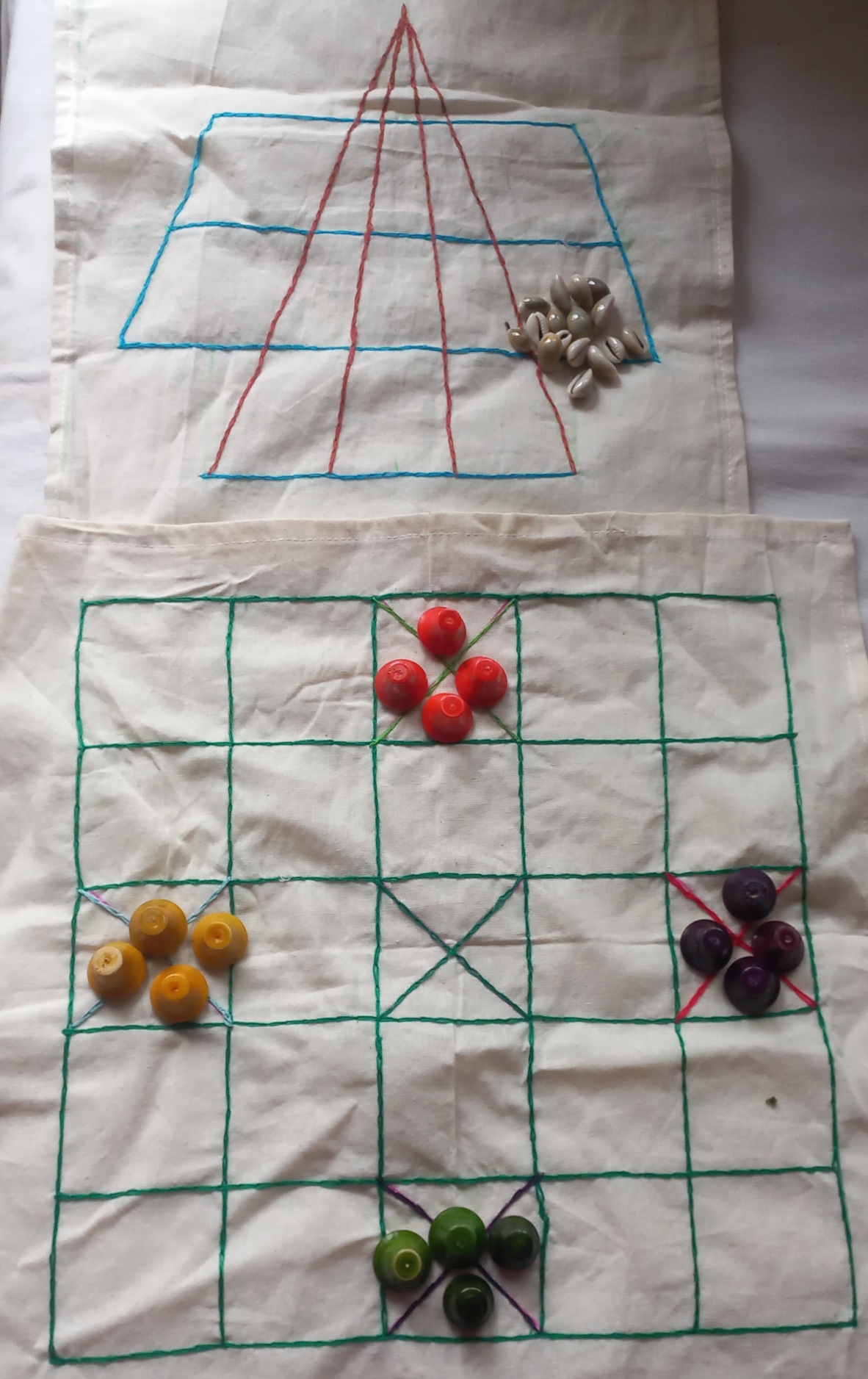 Cotton Cloth classic 2 Games with Embroidery - Dice game and hunting strategy  game